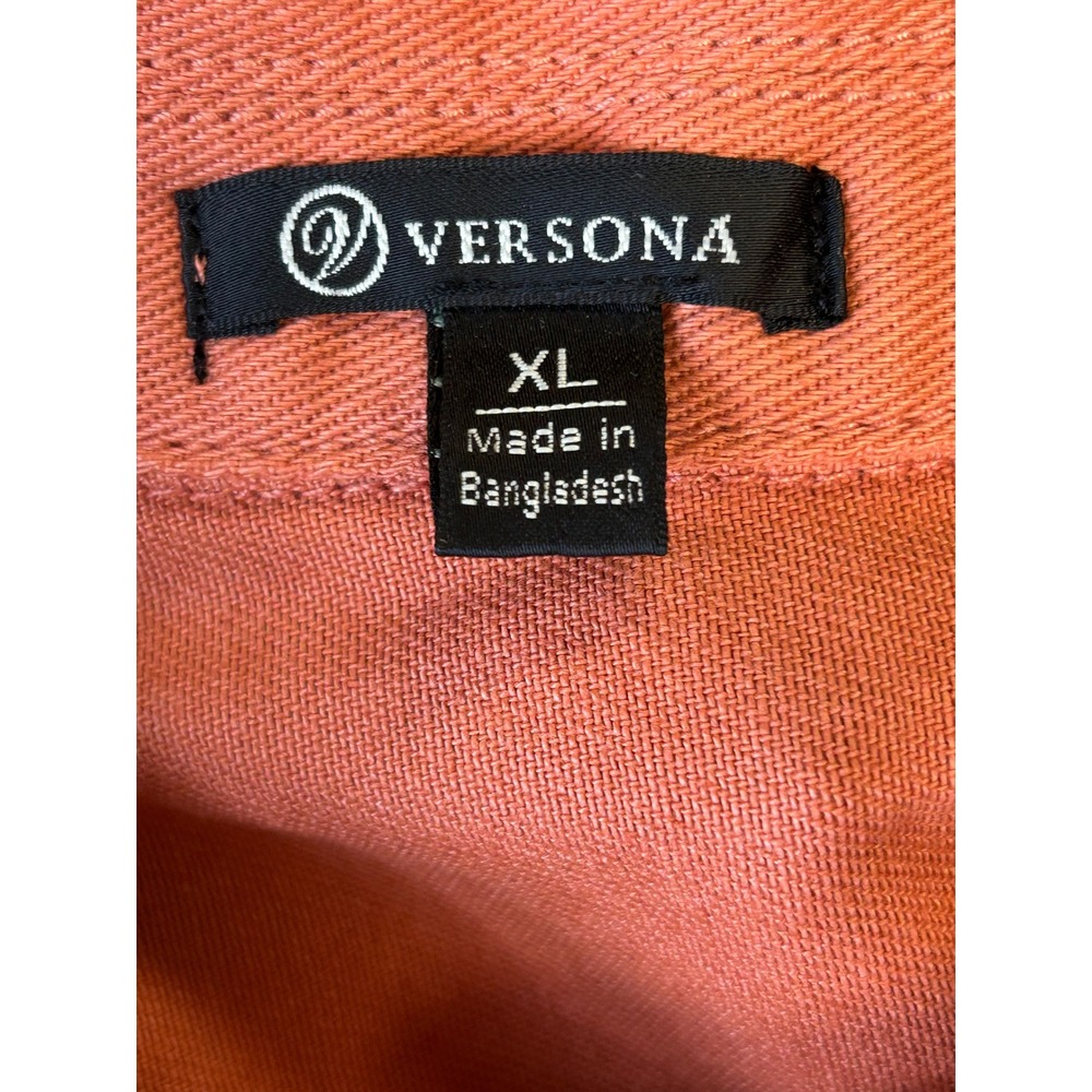 Versona Burnt Orange Raw Hem Button Down Shirt Jacket XL Terracotta Cotton - Picture 6 of 10